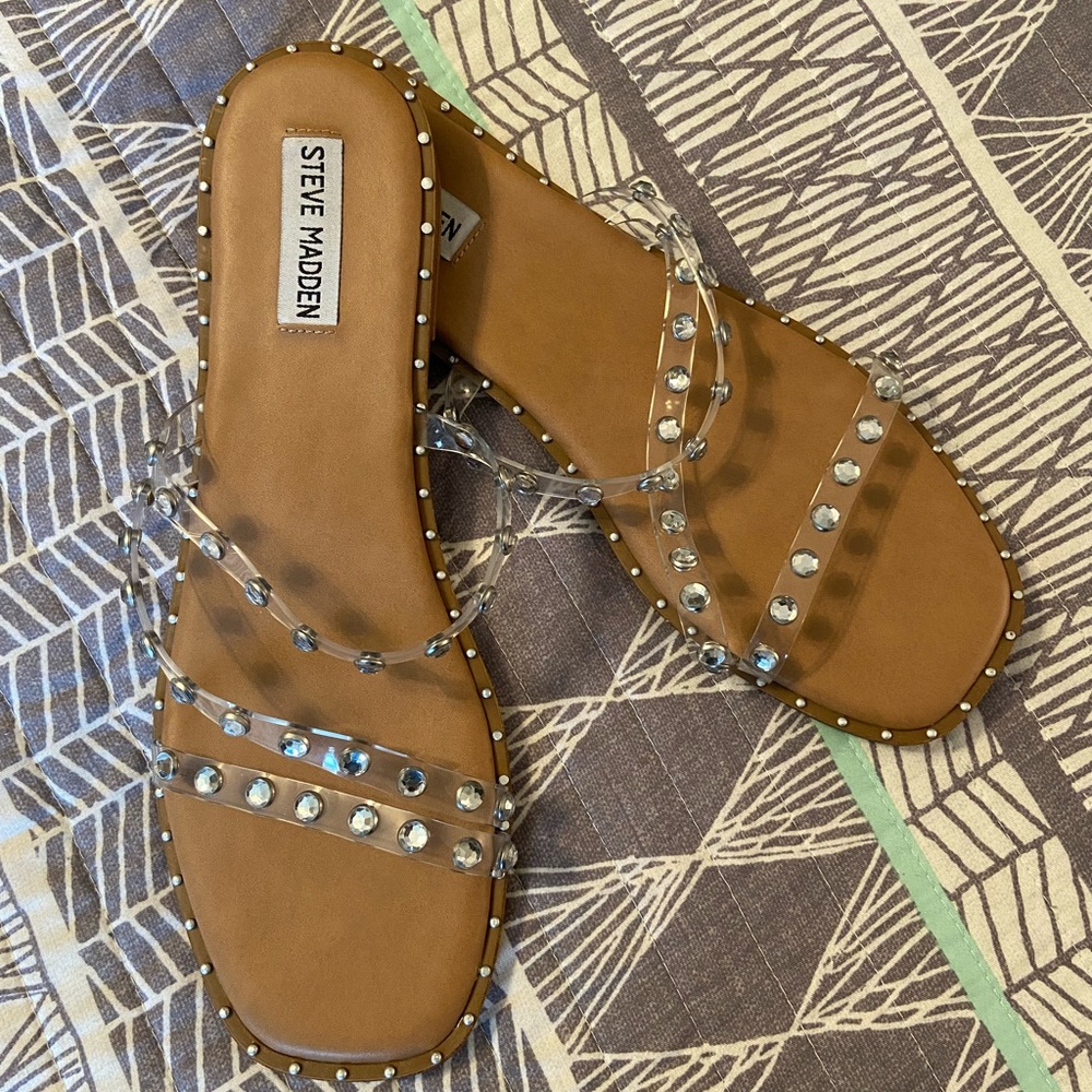 Steve Madden clear strappy sandals size 10
